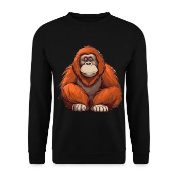 Niedlicher Orang-Utan Affe für Kinder für Kinder - Unisex Pullover - Schwarz - Vorne - Alina (178cm) & Michal (187cm)