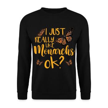 Ich mag Monarchs einfach sehr gut, ok - Unisex Pullover - Schwarz - Vorne - Alina (178cm) & Michal (187cm)