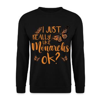 Monarchfalter - Unisex Pullover - Schwarz - Vorne - Alina (178cm) & Michal (187cm)