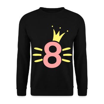 8. Geburtstag Krone - Unisex Pullover - Schwarz - Vorne - Alina (178cm) & Michal (187cm)