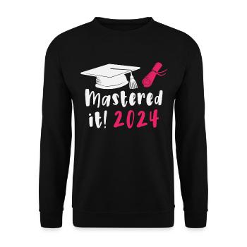 Gemeistert 2024 Master Abschluss Graduiert 2024 - Unisex Pullover - Schwarz - Vorne - Alina (178cm) & Michal (187cm)