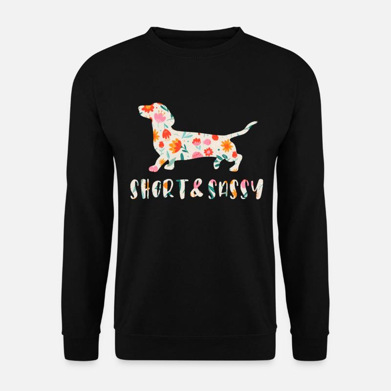 Kleiner und frecher Dackel blumig - Unisex Pullover - Schwarz