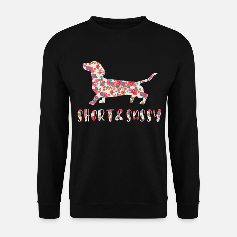 Petit teckel effronté fleuri - Sweat-shirt Unisexe - noir