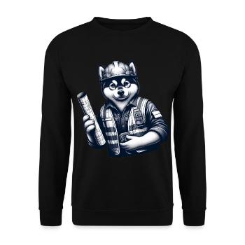 Cute Dog Construction Worker - Unisex Pullover - Schwarz - Vorne - Alina (178cm) & Michal (187cm)