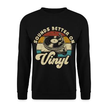 vinyle vinyle musique platine rétro - Sweat-shirt Unisexe - noir - Devant - Alina (178cm) & Michal (187cm)