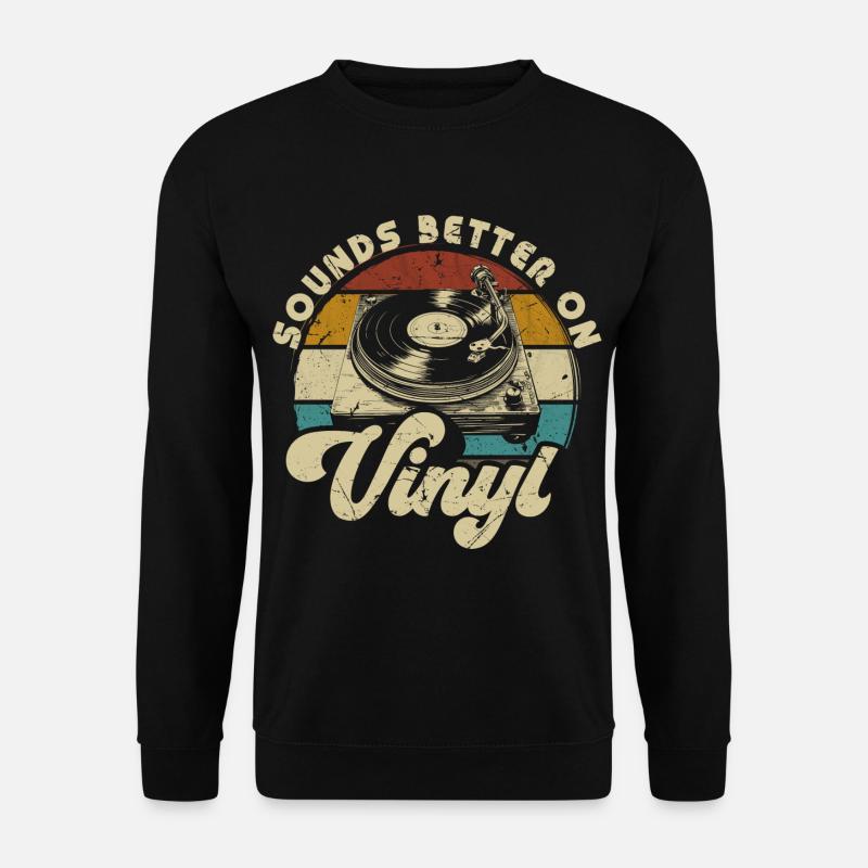 Schallplatte Vinyl Musik Plattenspieler retro - Unisex Pullover - Schwarz