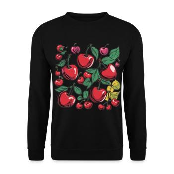 Cerises rétro Vintage jardin de fruits grignotage d’été - Sweat-shirt Unisexe - noir - Devant - Alina (178cm) & Michal (187cm)