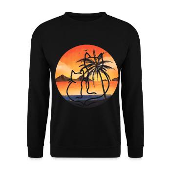 Chats rétro Vintage 90's 80's chat Nature plage - Sweat-shirt Unisexe - noir - Devant - Alina (178cm) & Michal (187cm)