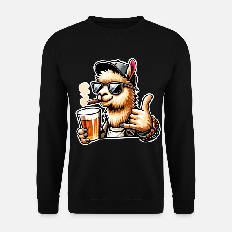 Alpaca Beer Surfer Greeting - Unisex Sweatshirt - black