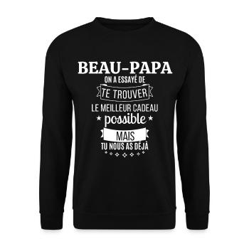 T-shirt Beau-Papa - Sweat-shirt Unisexe - noir - Devant - Alina (178cm) & Michal (187cm)