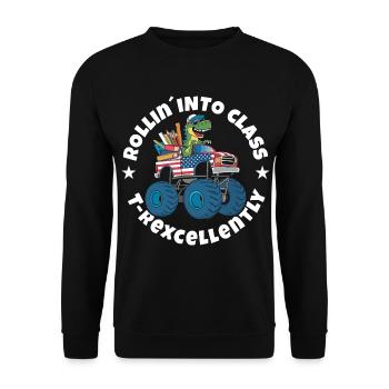 Trex Einschulung - Unisex Pullover - Schwarz - Vorne - Alina (178cm) & Michal (187cm)