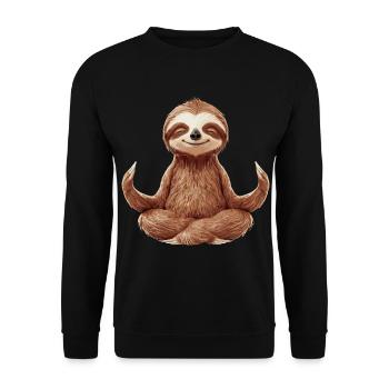 Entspannte Zen-Faultier-Yoga-Meditation - Unisex Pullover - Schwarz - Vorne - Alina (178cm) & Michal (187cm)
