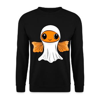 Goldfische Halloween Comic Geist - Unisex Pullover - Schwarz - Vorne - Alina (178cm) & Michal (187cm)