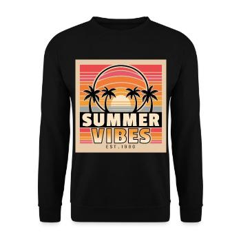Summer Vibes mit Insel-Feeling als Geschenkidee - Unisex Pullover - Schwarz - Vorne - Alina (178cm) & Michal (187cm)