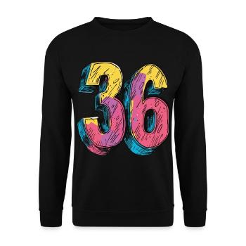 36 Number Colorful - Unisex Sweatshirt - black - Front - Alina (178cm) & Michal (187cm)