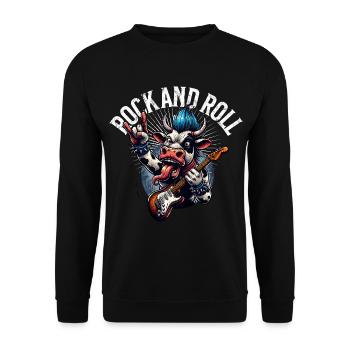 Kuh Rock and Roll Guitariste Guitare électrique - Sweat-shirt Unisexe - noir - Devant - Alina (178cm) & Michal (187cm)