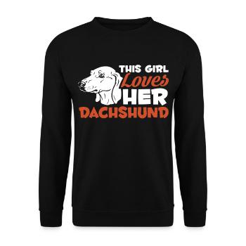 This Girl Loves her Dachshund - Unisex Sweatshirt - black - Front - Alina (178cm) & Michal (187cm)