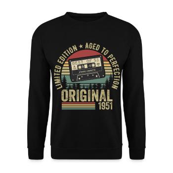 1951 Vintage Vintage 1951 Anniversaire 1951 Rétro - Sweat-shirt Unisexe - noir - Devant - Alina (178cm) & Michal (187cm)