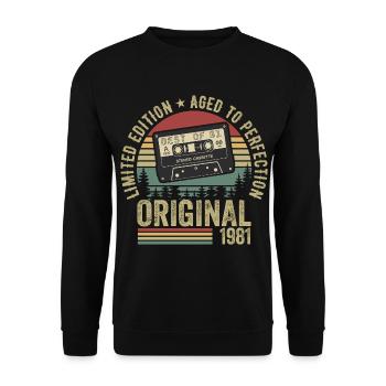 1981 Vintage Vintage 1981 Birthday 1981 Retro - Unisex Sweatshirt - black - Front - Alina (178cm) & Michal (187cm)