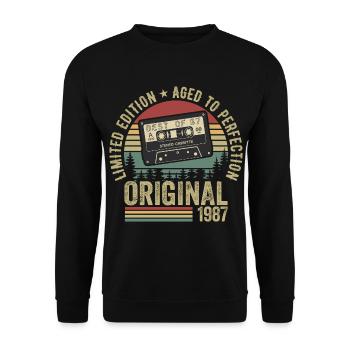 1987 Vintage Millésime 1987 Anniversaire 1987 Rétro - Sweat-shirt Unisexe - noir - Devant - Alina (178cm) & Michal (187cm)
