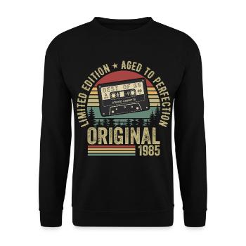 1985 Millésime 1985 Anniversaire 1985 Rétro - Sweat-shirt Unisexe - noir - Devant - Alina (178cm) & Michal (187cm)