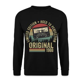 1988 Vintage Millésime 1988 Anniversaire 1988 Rétro - Sweat-shirt Unisexe - noir - Devant - Alina (178cm) & Michal (187cm)