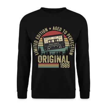 1989 Vintage Millésime 1989 Anniversaire 1989 Rétro - Sweat-shirt Unisexe - noir - Devant - Alina (178cm) & Michal (187cm)