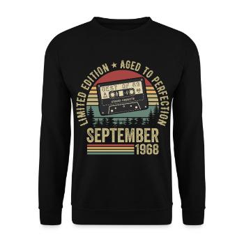 Né en septembre 1968 Millésime 1968 - Sweat-shirt Unisexe - noir - Devant - Alina (178cm) & Michal (187cm)