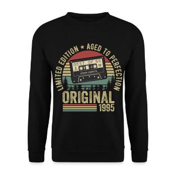 1995 Vintage Millésime 1995 Anniversaire 1995 Rétro - Sweat-shirt Unisexe - noir - Devant - Alina (178cm) & Michal (187cm)