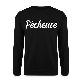 Pêcheuse Passionnée Pêche Eau Canne Poisson - Sweat-shirt Unisexe - noir - Devant - Alina (178cm) & Michal (187cm)