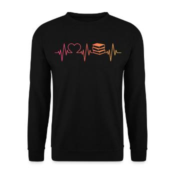 Buch Sonnenuntergang liest betrunkenen Herzschlag - Unisex Pullover - Schwarz - Vorne - Alina (178cm) & Michal (187cm)