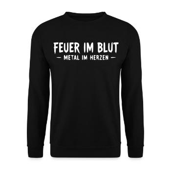 Feuer im Blut – Metal Herz - Unisex Pullover - Schwarz - Vorne - Alina (178cm) & Michal (187cm)