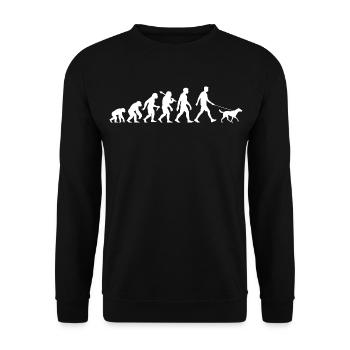 L’homme avec l’évolution du chien marche pour les hommes - Sweat-shirt Unisexe - noir - Devant - Alina (178cm) & Michal (187cm)