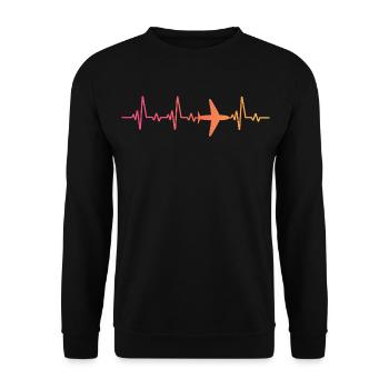 Flugzeug Herzschlag Reisen Flieger  - Unisex Pullover - Schwarz - Vorne - Alina (178cm) & Michal (187cm)