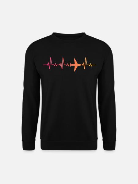 Flugzeug Herzschlag Reisen Flieger - Unisex Pullover - Schwarz