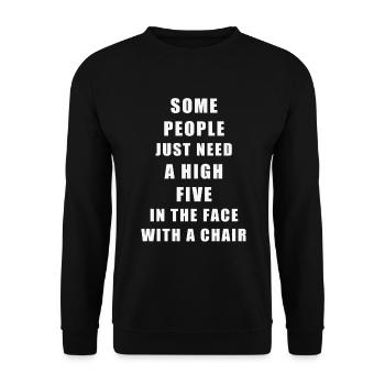 Haut cinq dans les énonciations de visage disant le cadeau - Sweat-shirt Unisexe - noir - Devant - Alina (178cm) & Michal (187cm)