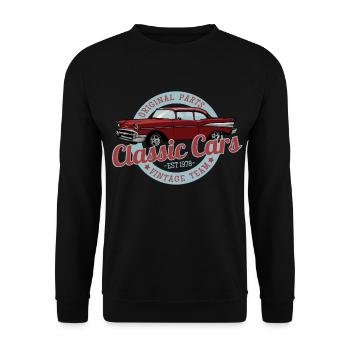 Klassische Autos - Unisex Pullover - Schwarz - Vorne - Alina (178cm) & Michal (187cm)