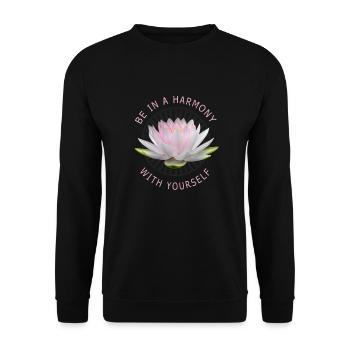 Yoga Lotus Flowers Meditation Yogilates Buddhism - Unisex Sweatshirt - black - Front - Alina (178cm) & Michal (187cm)