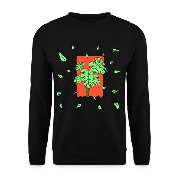 feuilles vertes fond rouge - Sweat-shirt Unisexe - noir - Devant - Alina (178cm) & Michal (187cm)