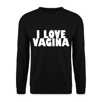 i love vagina - Unisex Pullover - Schwarz - Vorne - Alina (178cm) & Michal (187cm)