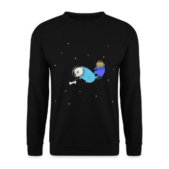 Dog and cat as astronaut in the universe - Unisex Sweatshirt - black - Front - Alina (178cm) & Michal (187cm)