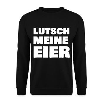 Lutsch meine Eier - Unisex Pullover - Schwarz - Vorne - Alina (178cm) & Michal (187cm)