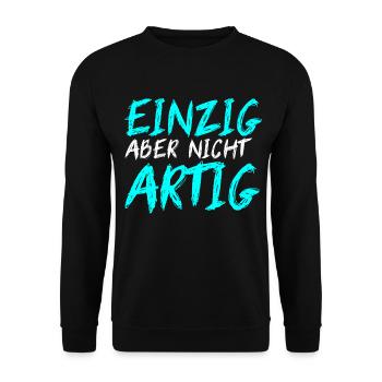 EINZIG aber nicht ARTIG - Unisex Pullover - Schwarz - Vorne - Alina (178cm) & Michal (187cm)