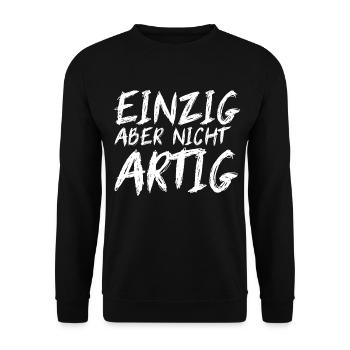 EINZIG aber nicht ARTIG - Unisex Pullover - Schwarz - Vorne - Alina (178cm) & Michal (187cm)