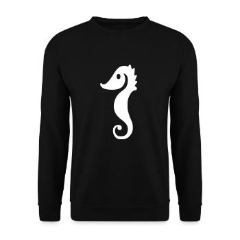 Seepferd - Unisex Pullover - Schwarz - Vorne - Alina (178cm) & Michal (187cm)