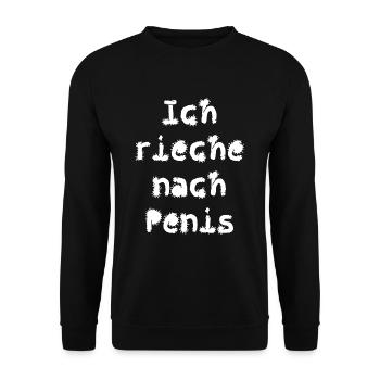ich rieche nach Penis - Unisex Pullover - Schwarz - Vorne - Alina (178cm) & Michal (187cm)