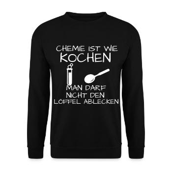 Chemie ist wie KOCHEN - Unisex Pullover - Schwarz - Vorne - Alina (178cm) & Michal (187cm)