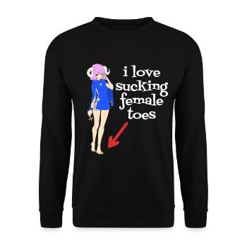 i love sucking female toes - Unisex Pullover - Schwarz - Vorne - Alina (178cm) & Michal (187cm)