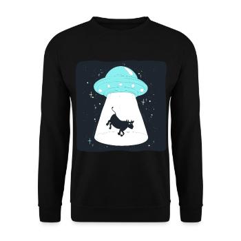 Cow UFO - Unisex Pullover - Schwarz - Vorne - Alina (178cm) & Michal (187cm)