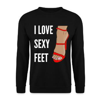 I love sexy Feet - Unisex Pullover - Schwarz - Vorne - Alina (178cm) & Michal (187cm)